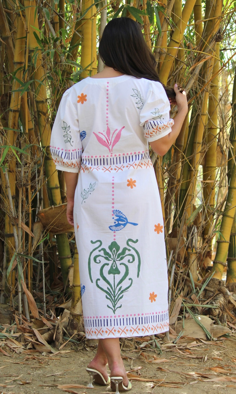 Ruffled White Midi Dress