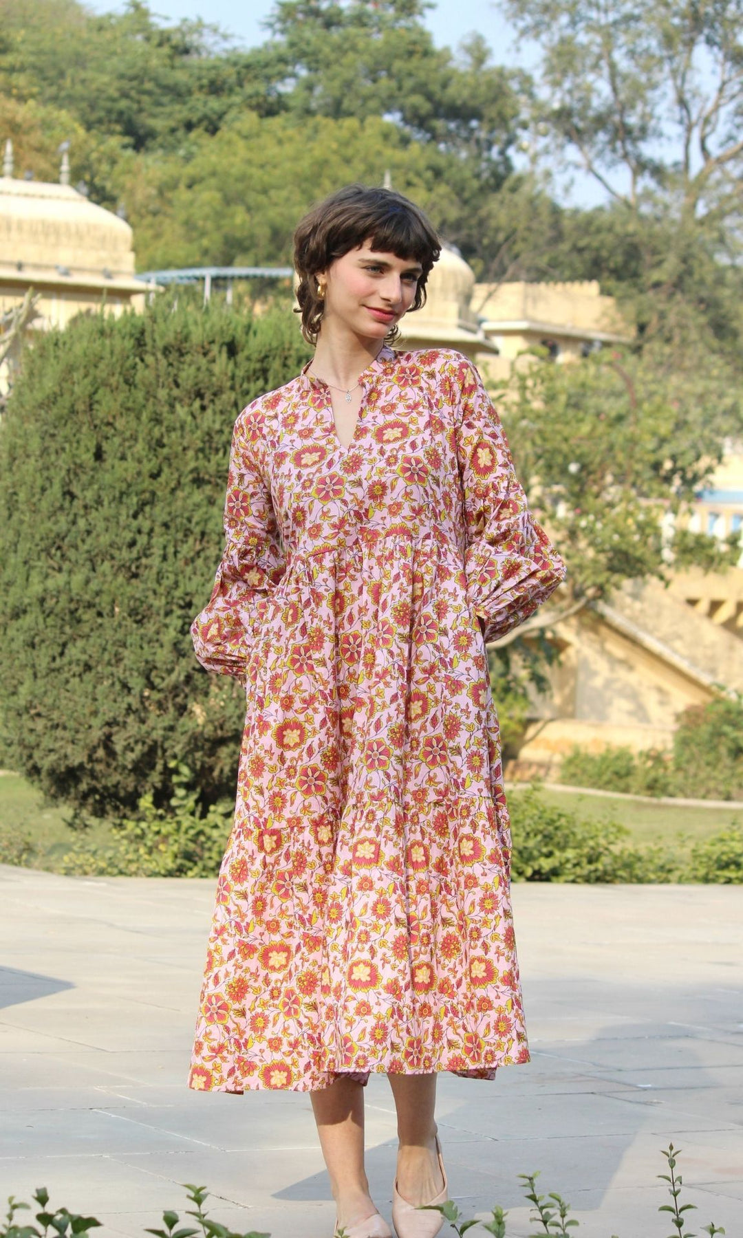 Marigold Balloon Sleeves Dress