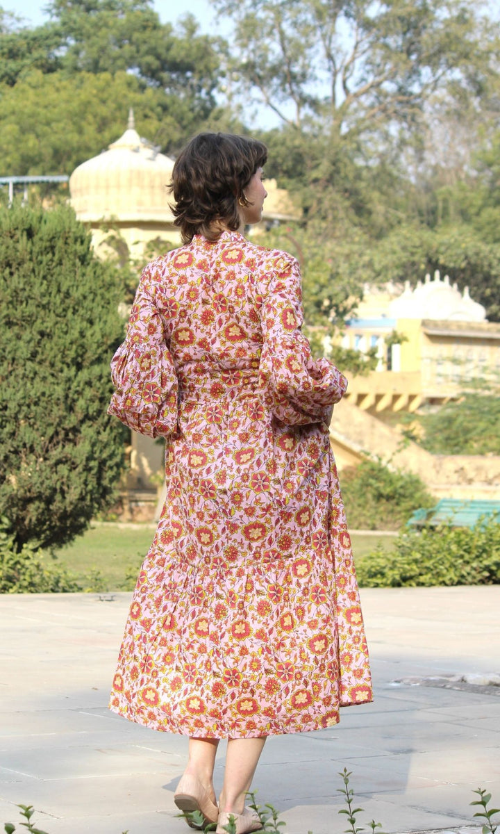 Marigold Balloon Sleeves Dress