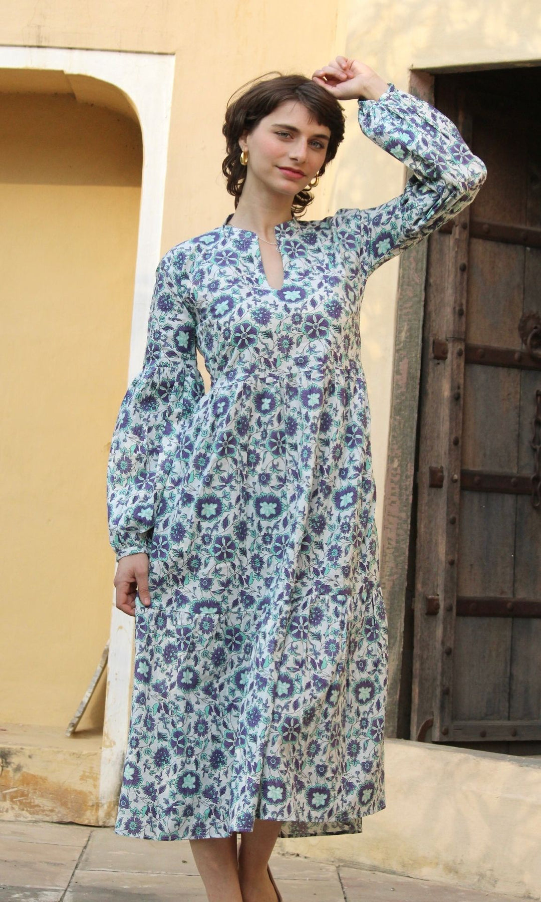 Marigold Balloon Sleeves Dress