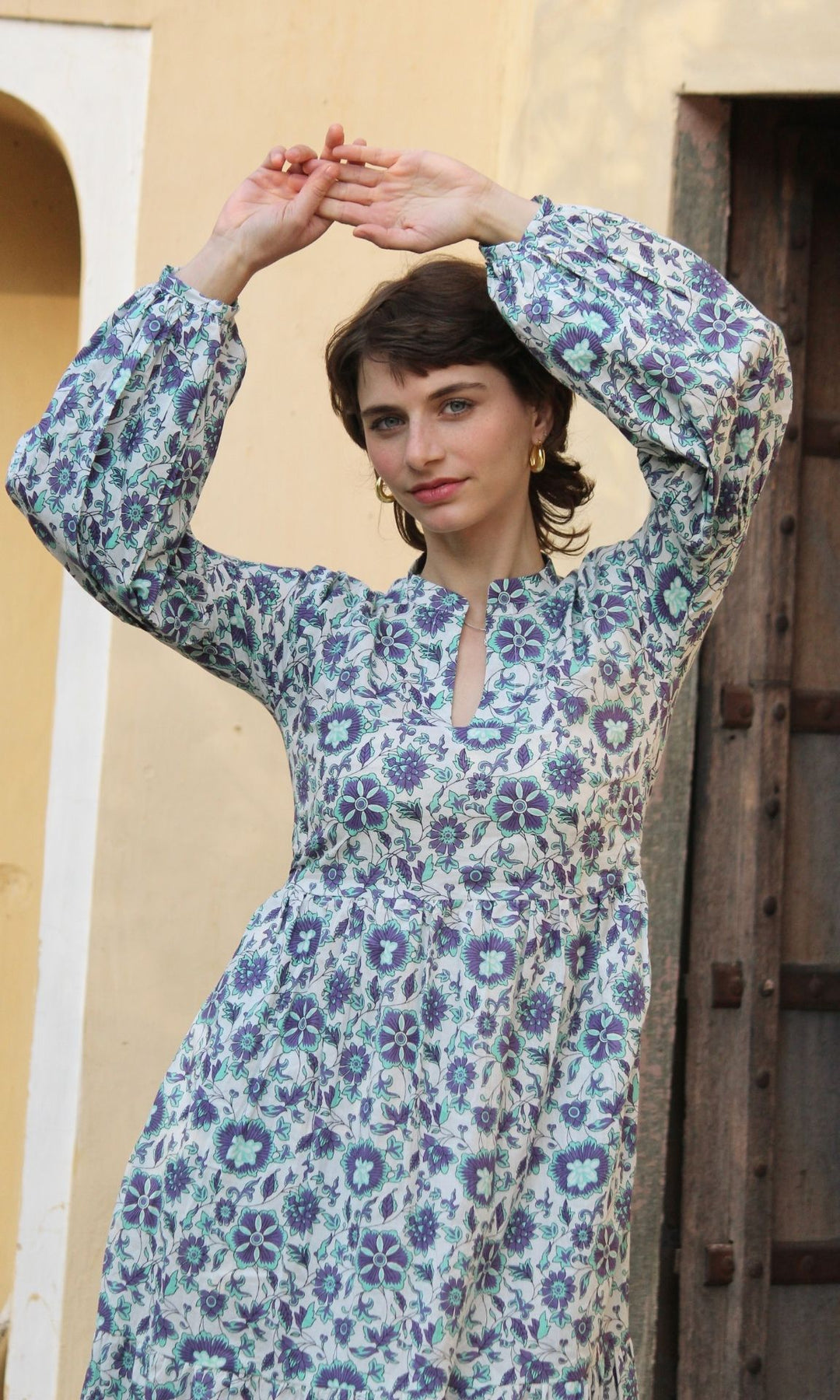 Marigold Balloon Sleeves Dress