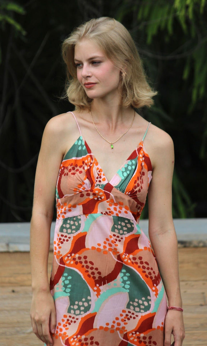 MAROON IRIS STRAP DRESS