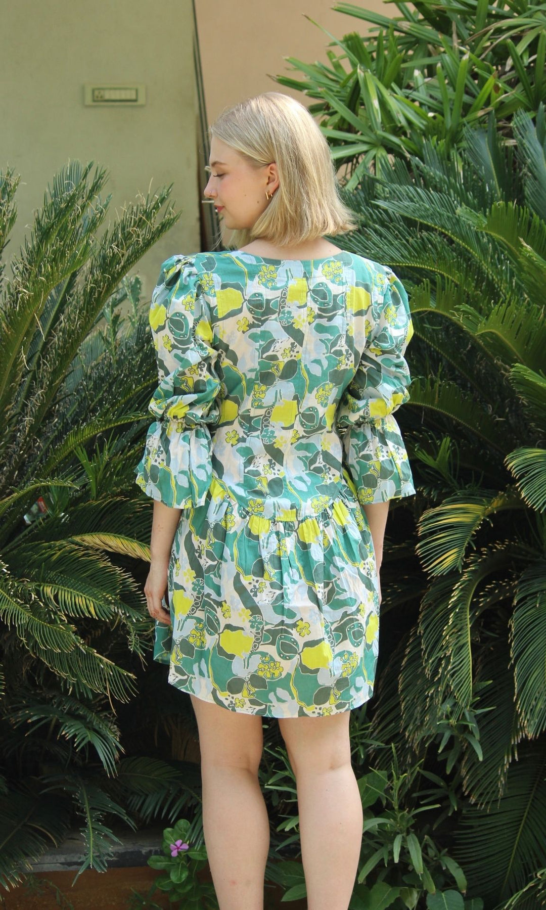 GREEN COSMOS SHORT DRESS