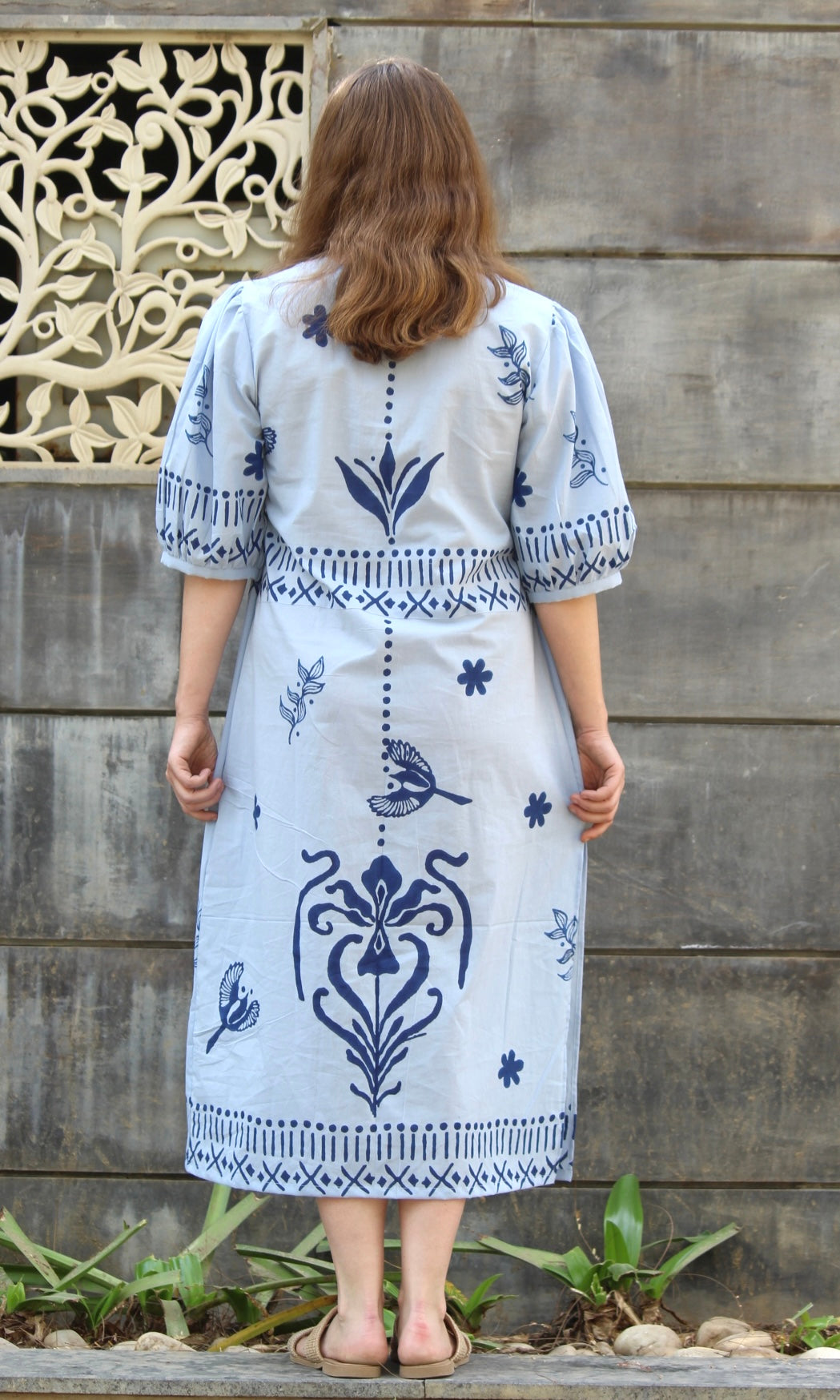 Ruffled Blue Midi Dress