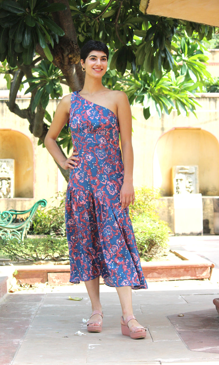 Blue Lagoon one shoulder dress