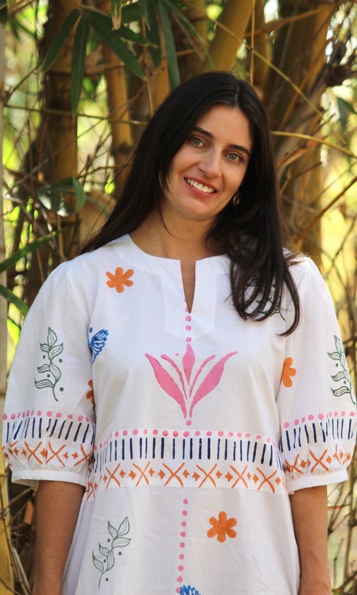 Ruffled White Midi Dress