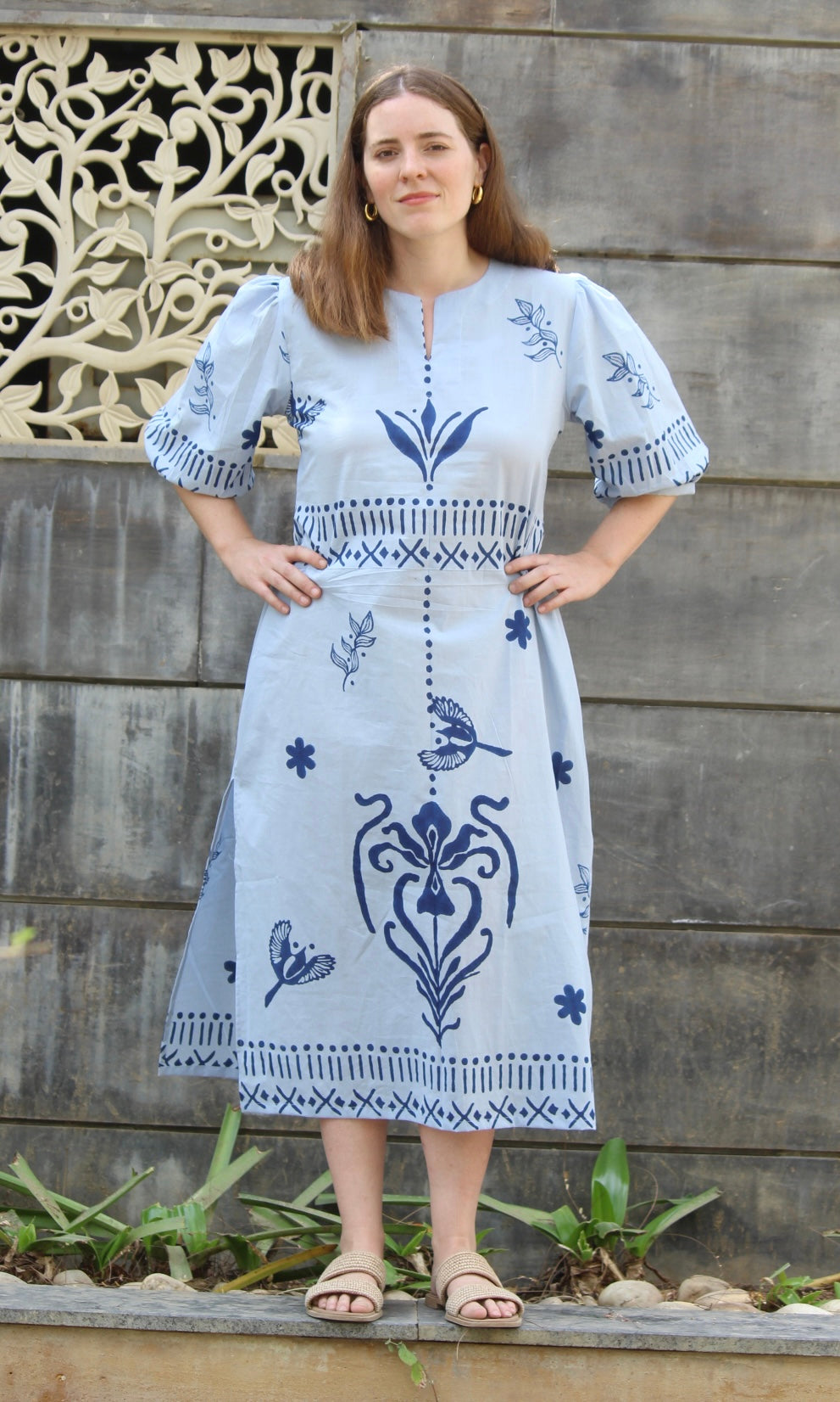 Ruffled Blue Midi Dress