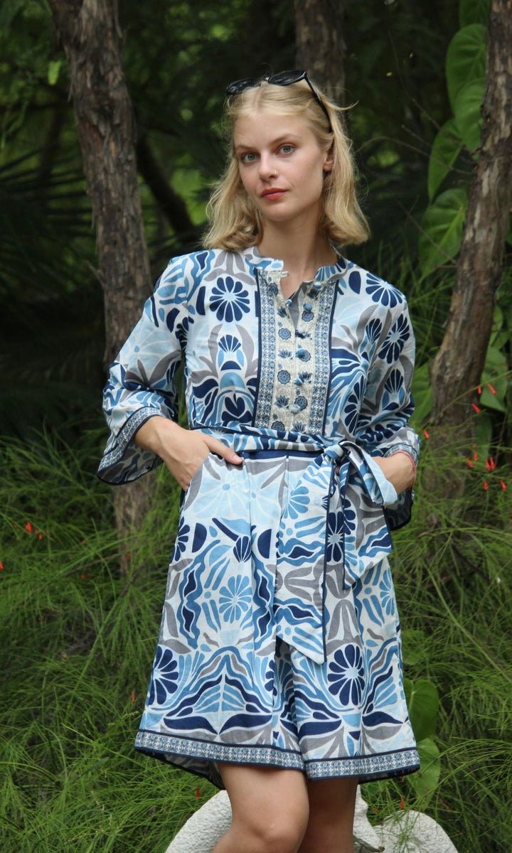 Sapphire Bloom Mini Dress