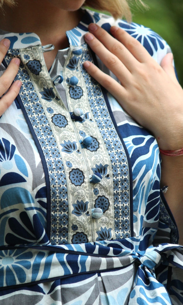 Sapphire Bloom Mini Dress