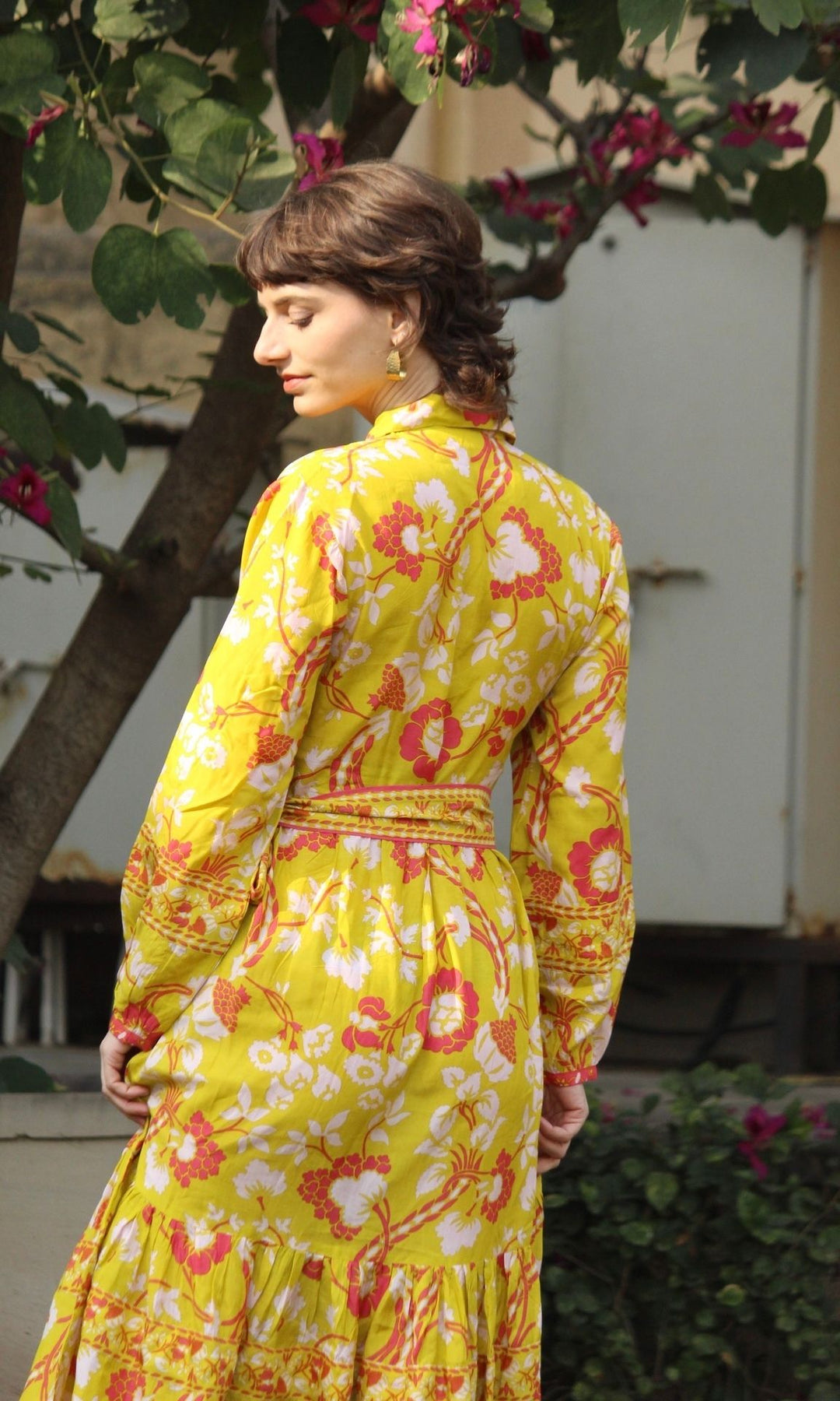 Yellow Carnation Flounce Dress