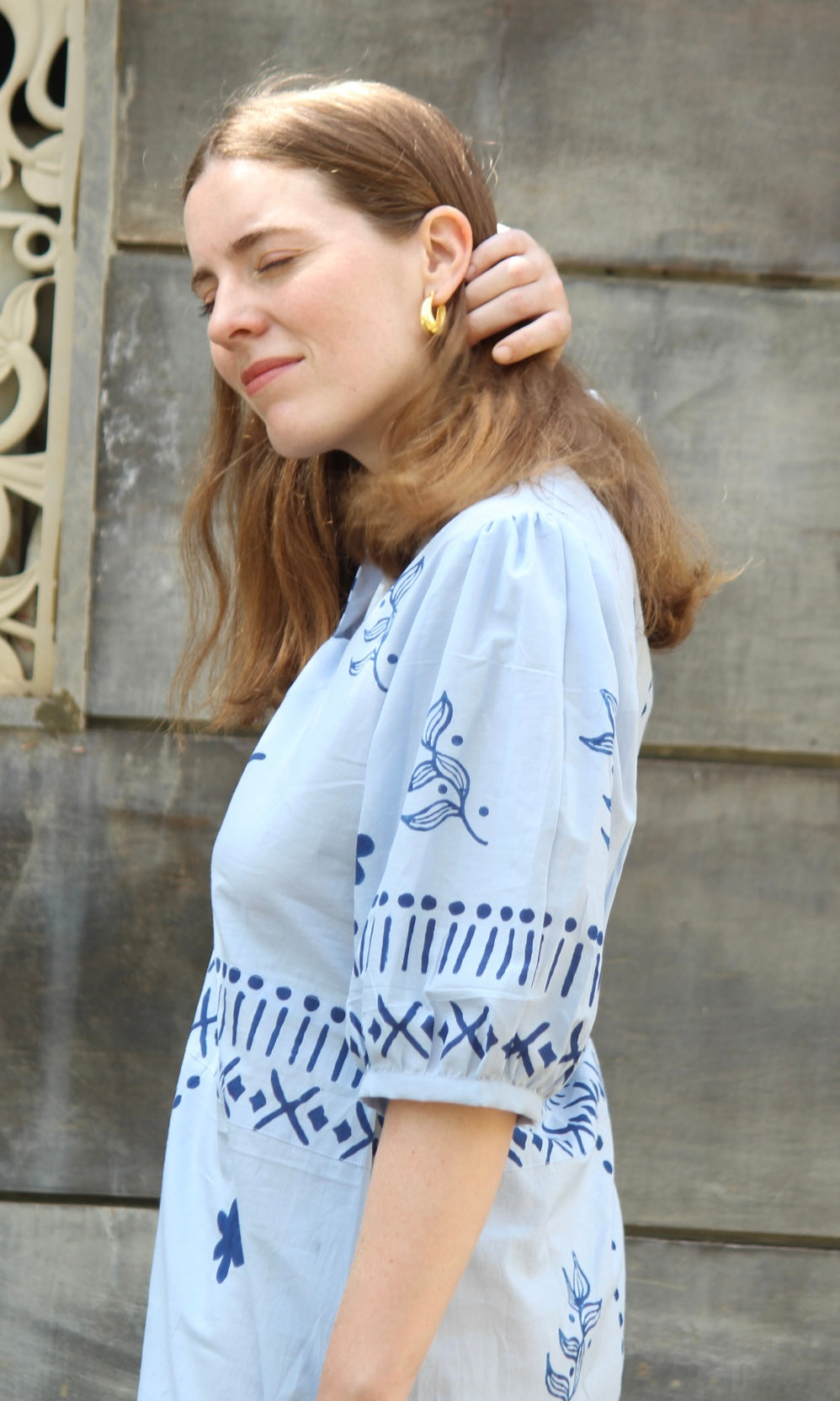 Ruffled Blue Midi Dress