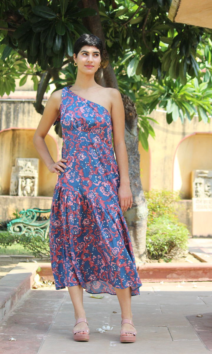 Blue Lagoon one shoulder dress