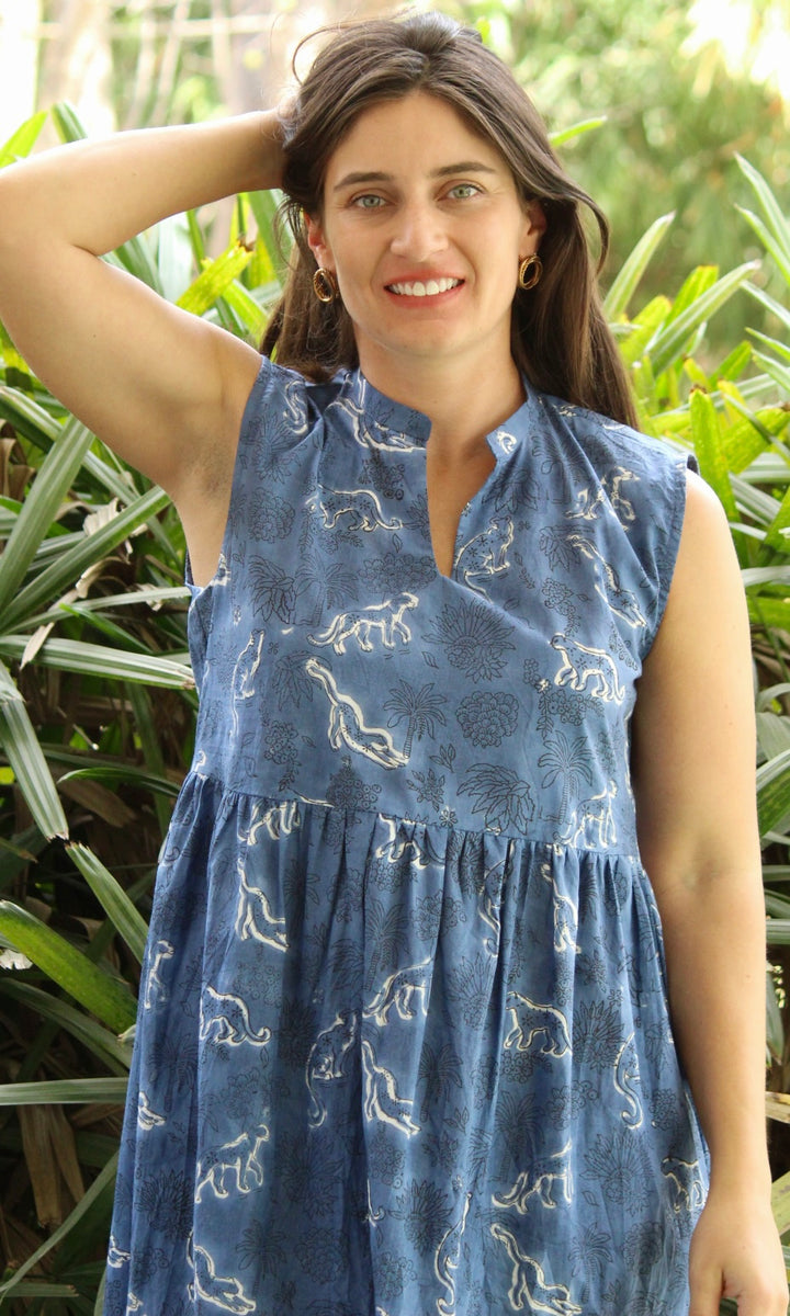 Leopard print blue Dress